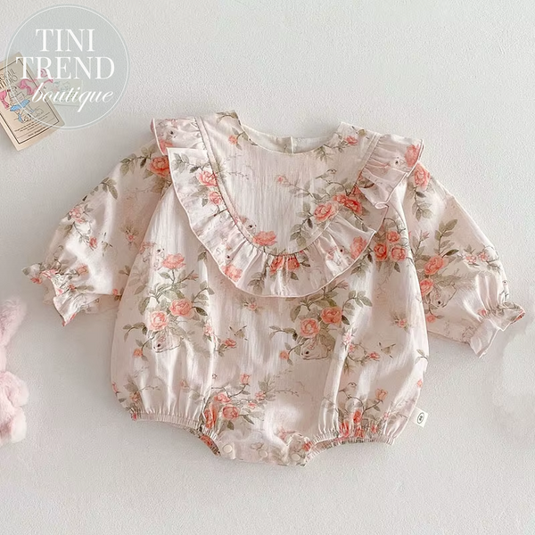 New Spring Baby Bodysuit 0-24M Toddler Cute Printing Flower Jumpsuit Infant Girls One Piece