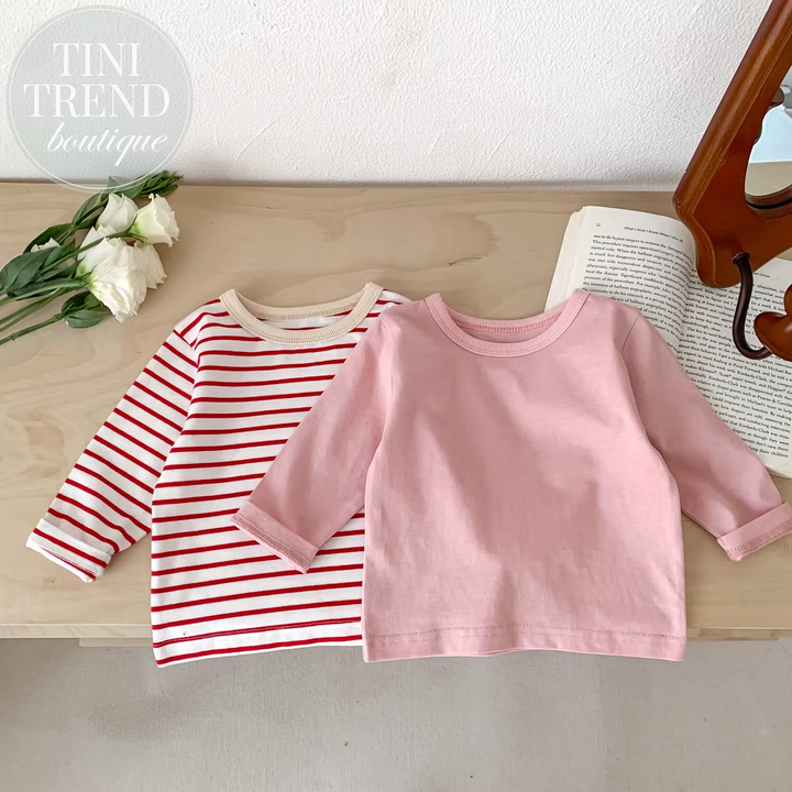 Infant Newborn Girls Boys Autumn Full Sleeve Striped Top Tees Kids Baby Casual Bottoming Shirts Toddler T-Shirts Cotton Clothing