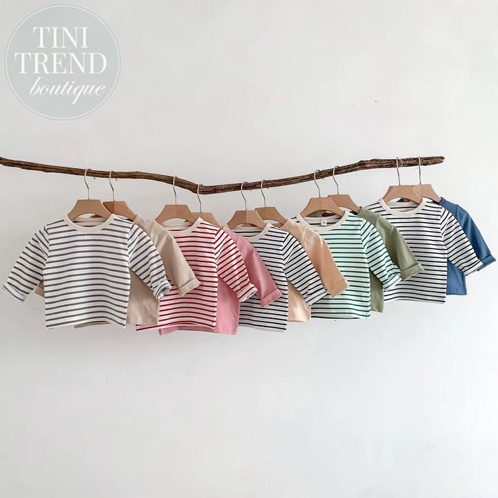 Infant Newborn Girls Boys Autumn Full Sleeve Striped Top Tees Kids Baby Casual Bottoming Shirts Toddler T-Shirts Cotton Clothing