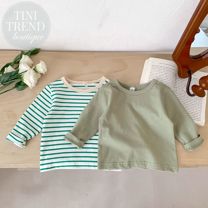 Infant Newborn Girls Boys Autumn Full Sleeve Striped Top Tees Kids Baby Casual Bottoming Shirts Toddler T-Shirts Cotton Clothing